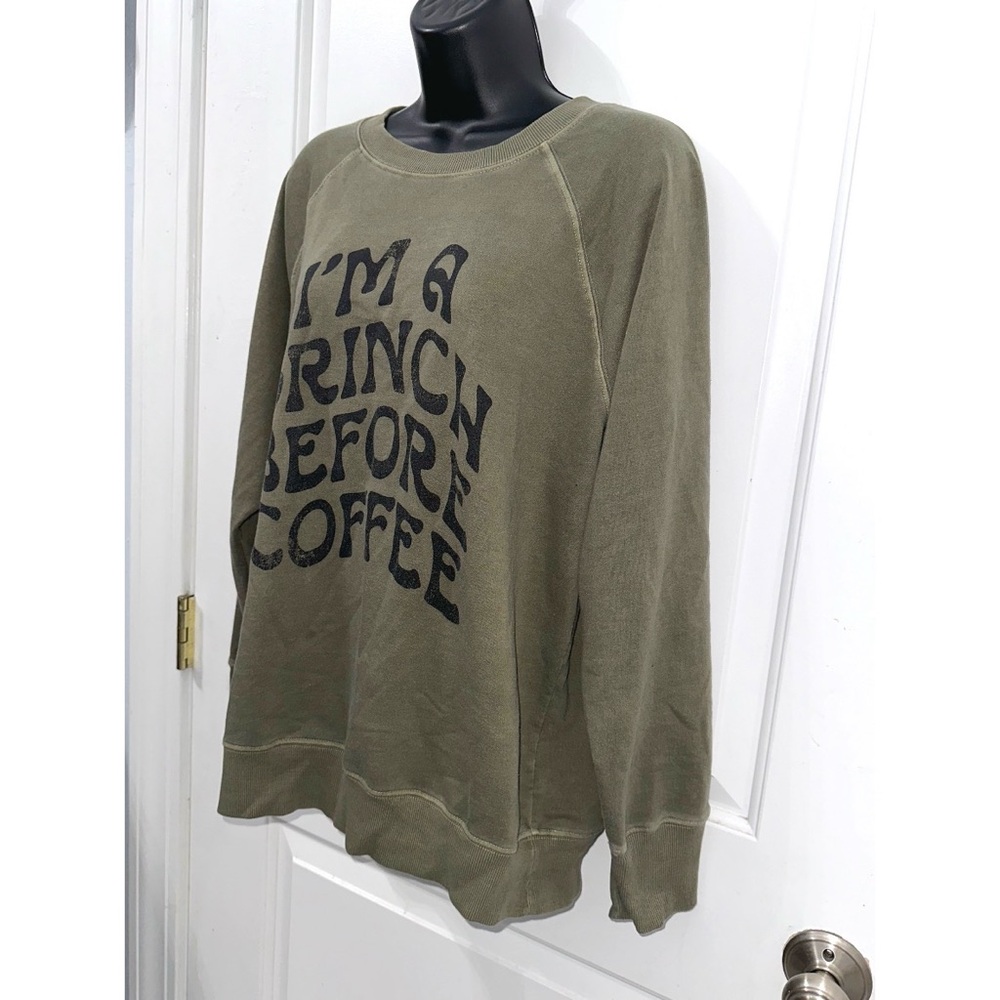 Maurices Green “I’m a Grinch Before Coffee” Crewneck sweatshirt size Large - Picture 3 of 5
